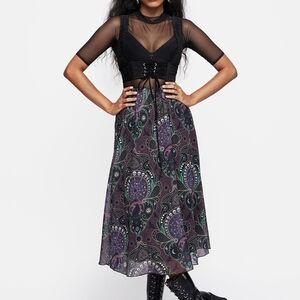 Disturbia Clarette Chiffon Midi Skirt Sz 2 New Without Tags Elastic Waist